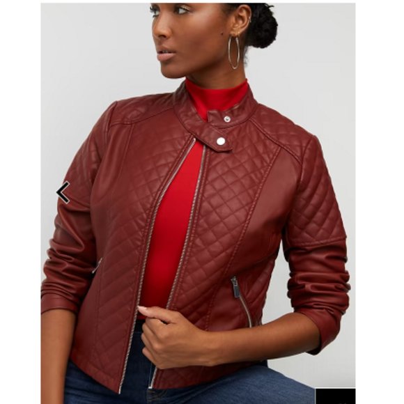 New York & Company Jackets & Blazers - *NEW NY & Company Dark Red Wine Faux-Leather Jacket